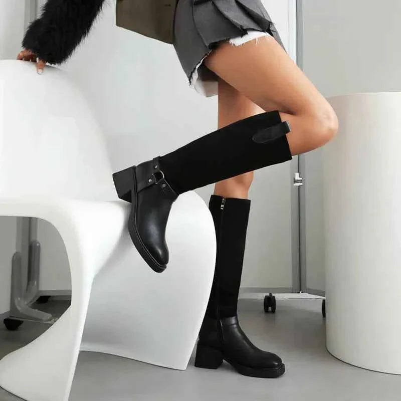 Women Snow Boots Square Heels