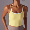 Women Solid Color Fitness Yoga Bra - Cream yellow / L / CHINA