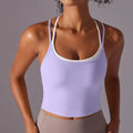Women Solid Color Fitness Yoga Bra - Light lavender / L / CHINA