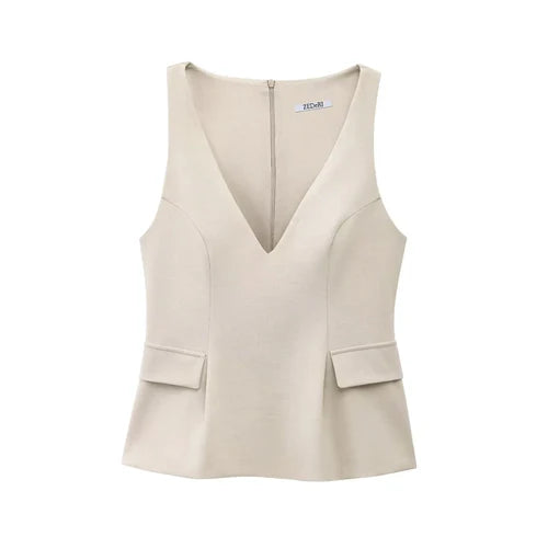 Women Solid Skirt Hem Tops Spring Summer Fashion Chic Sleeveless - L / 1 / CHINA - Other