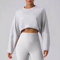 Women Sports Crop Top Long Sleeve T-Shirts - Silver / S 4
