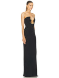 Women Strapless Backless Black Maxi Long Dress