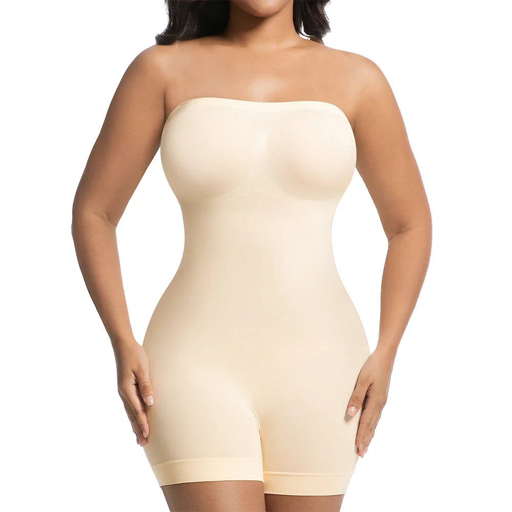 Women Strapless Shapewear Bodysuits Tummy Control Butt Lifter - WHITE / 2XL