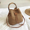 Women Straw Weave Bucket Bag