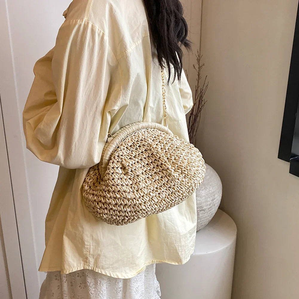 Women Straw Woven Bag - Camel / CHINA