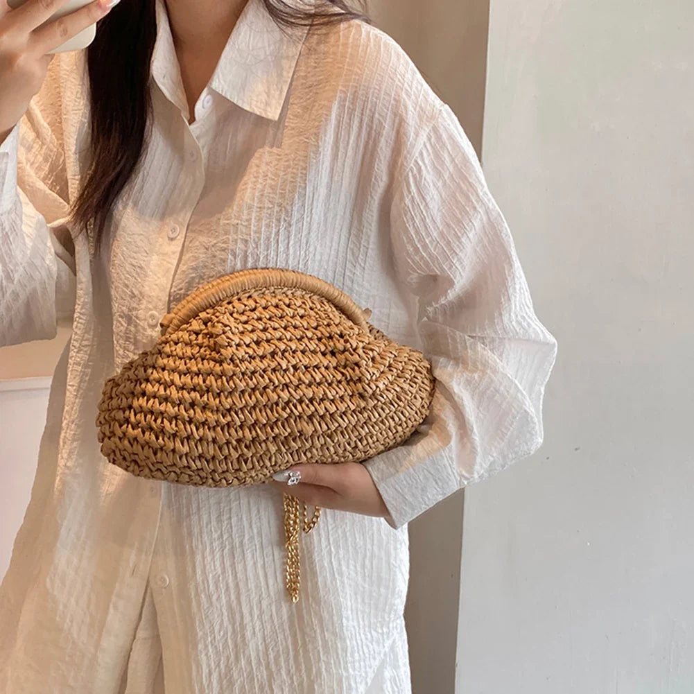 Women Straw Woven Bag - Camel / CHINA