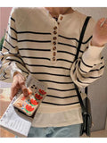Women Striped Thin Pullovers Jumper Knitted Sweater