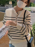 Women Striped Thin Pullovers Jumper Knitted Sweater