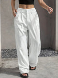 Women Stripes Printed Full Length Pants - WHITE / M