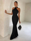 Women Summer Elegant Evening Black Long Dress