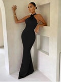 Women Summer Elegant Evening Black Long Dress