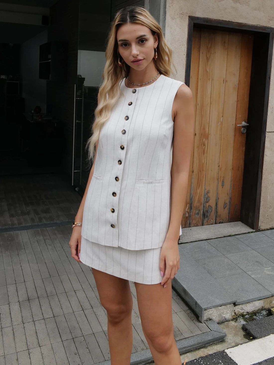 Women Summer Fashion Vest Skirt Sets - black / L