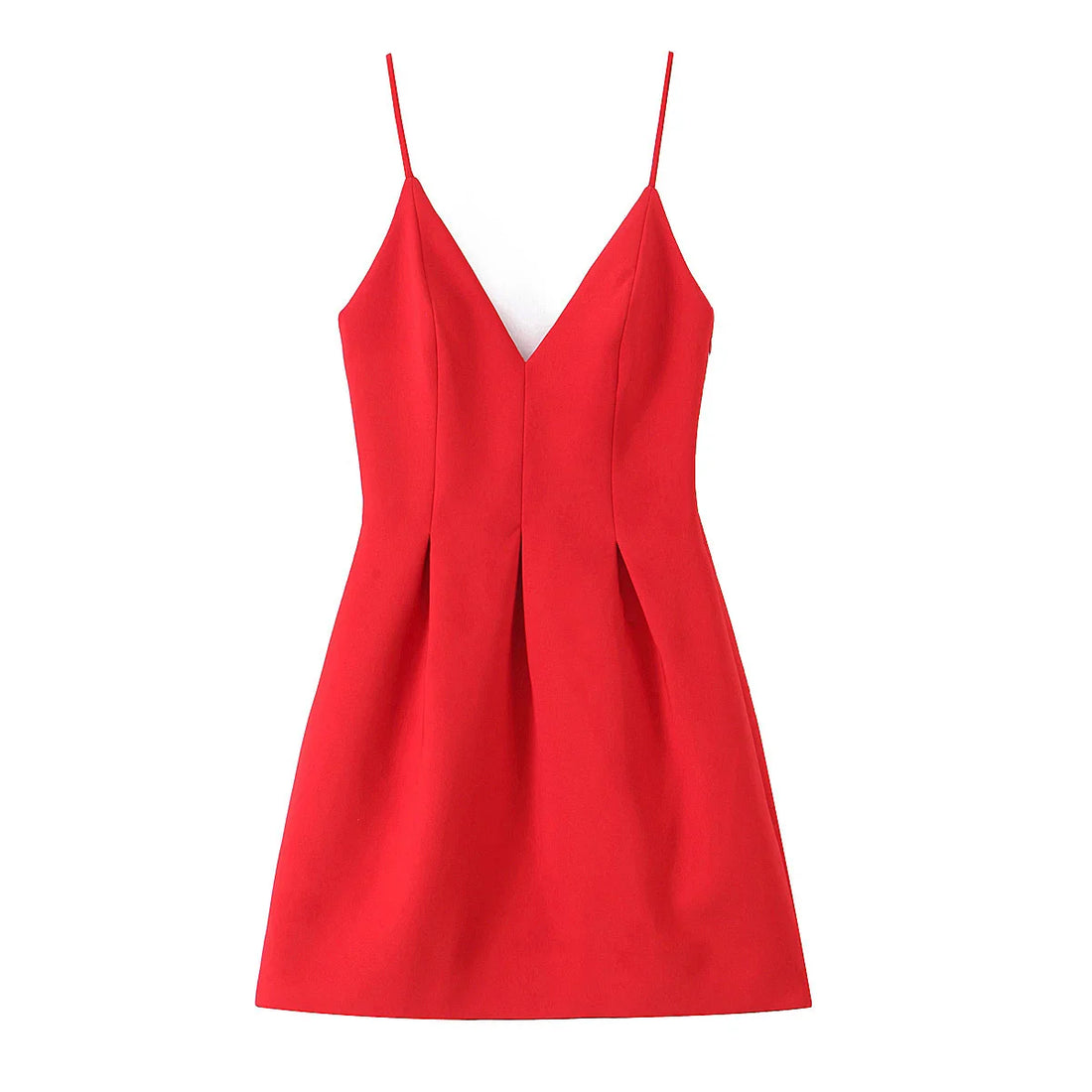 Women Summer High Street Sleeveless Solid Dress - red / L