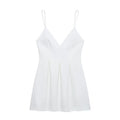 Women Summer High Street Sleeveless Solid Dress - white / XS