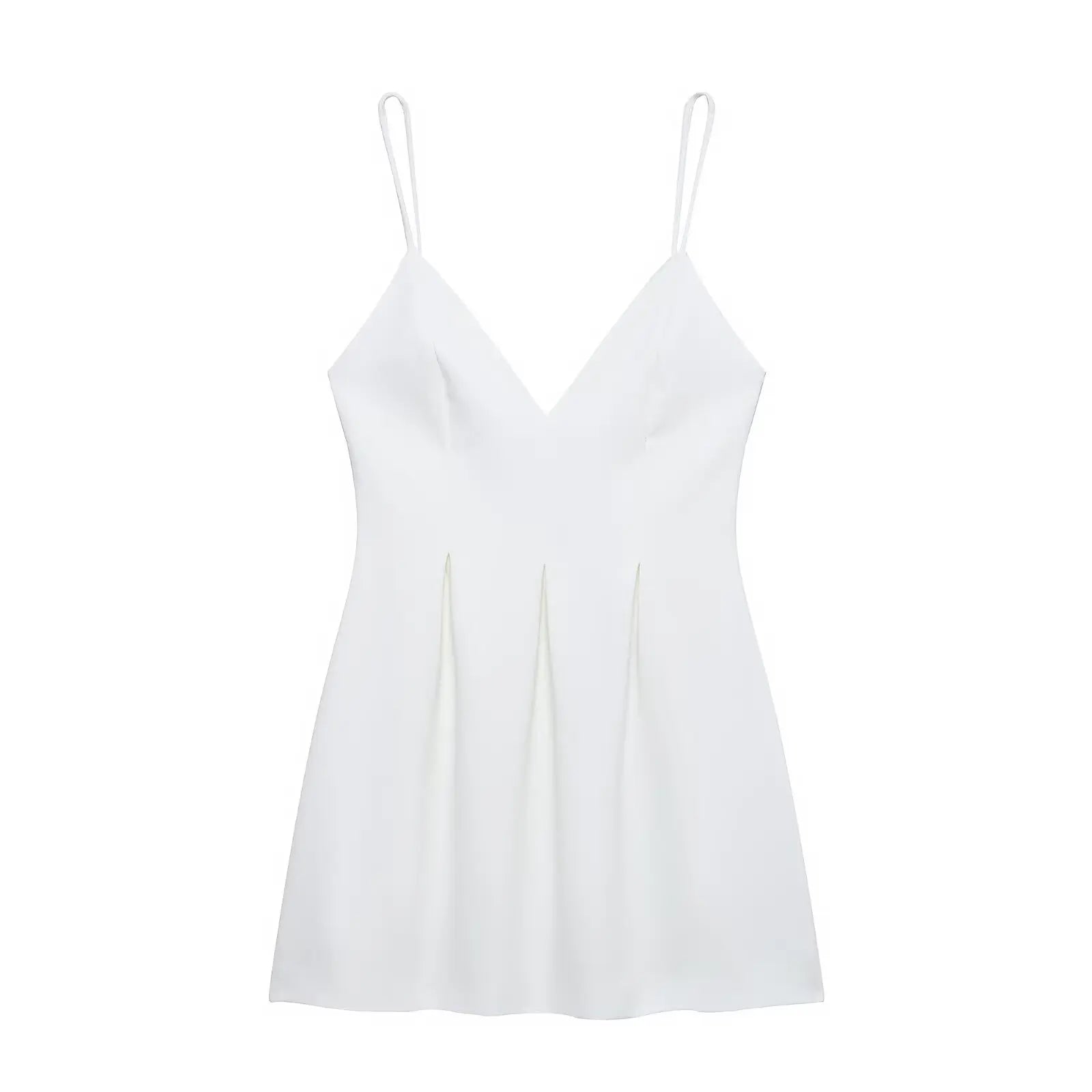 Women Summer High Street Sleeveless Solid Dress - white / XS