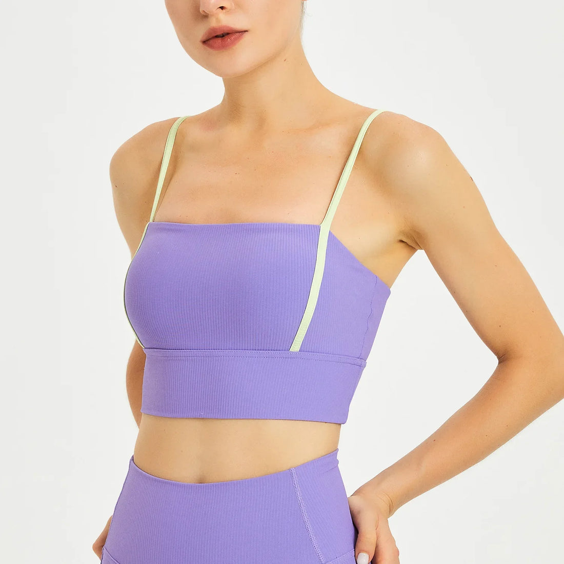 Women Thin Shoulder Straps With Shock-proof Chest Pad Tank Top - purple / XL