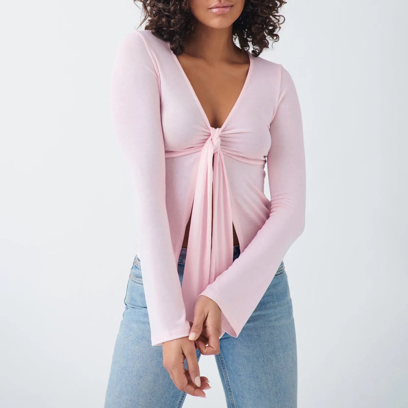 Women Tie Up Shirts Long Sleeve - A / S