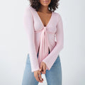 Women Tie Up Shirts Long Sleeve - A / S