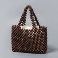 Women Top Handle Bag Hand-Woven Hollow Out Totes Bags - coffee / 23x7.5x16cm