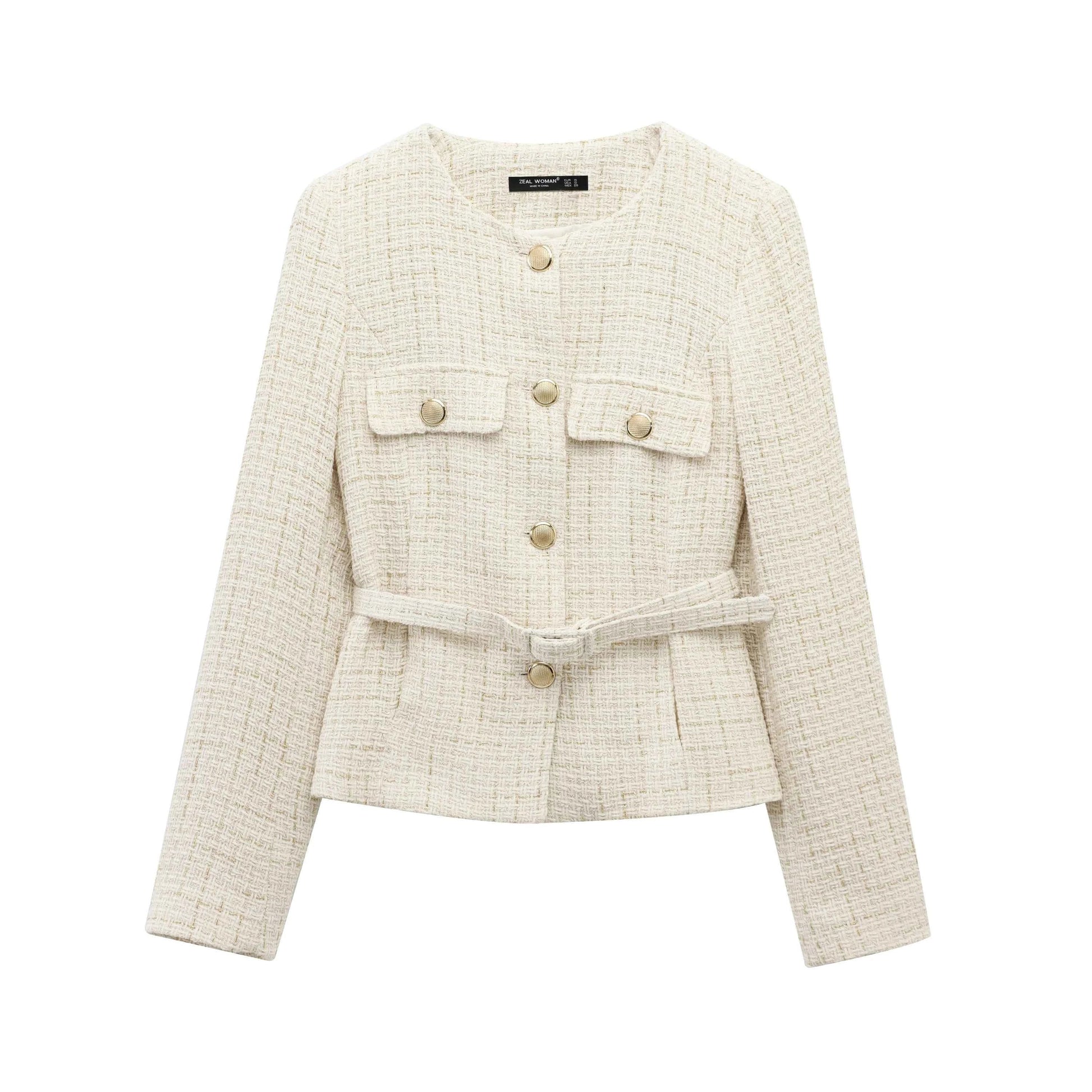 Women Tweed Single Breasted Elegant Jacket