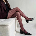 Women Twilled Stripe Fishnet Tights