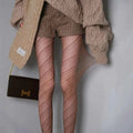 Women Twilled Stripe Fishnet Tights