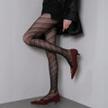 Women Twilled Stripe Fishnet Tights