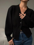 Women V-neck Long Sleeve Casual Knitted Cardigan