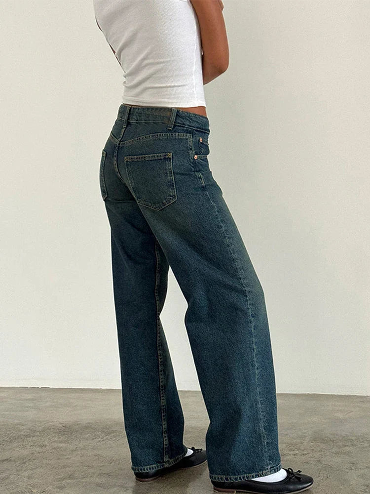 Women Vintage Aesthetic Low Rise Baggy Jeans