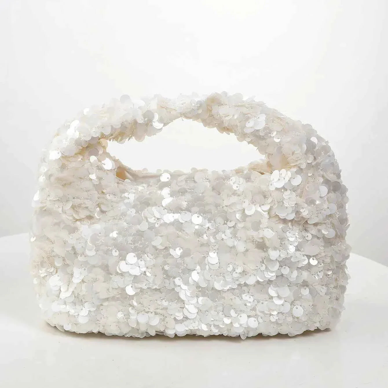 Women White Sequins Hobo Handbag