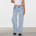 Women Wide Leg Jeans Casual High Waist Baggy Boyfriend Denim - A / XS