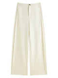 Women Winter Long Trouser Thick Straight Commuter Beige All-Match Pants