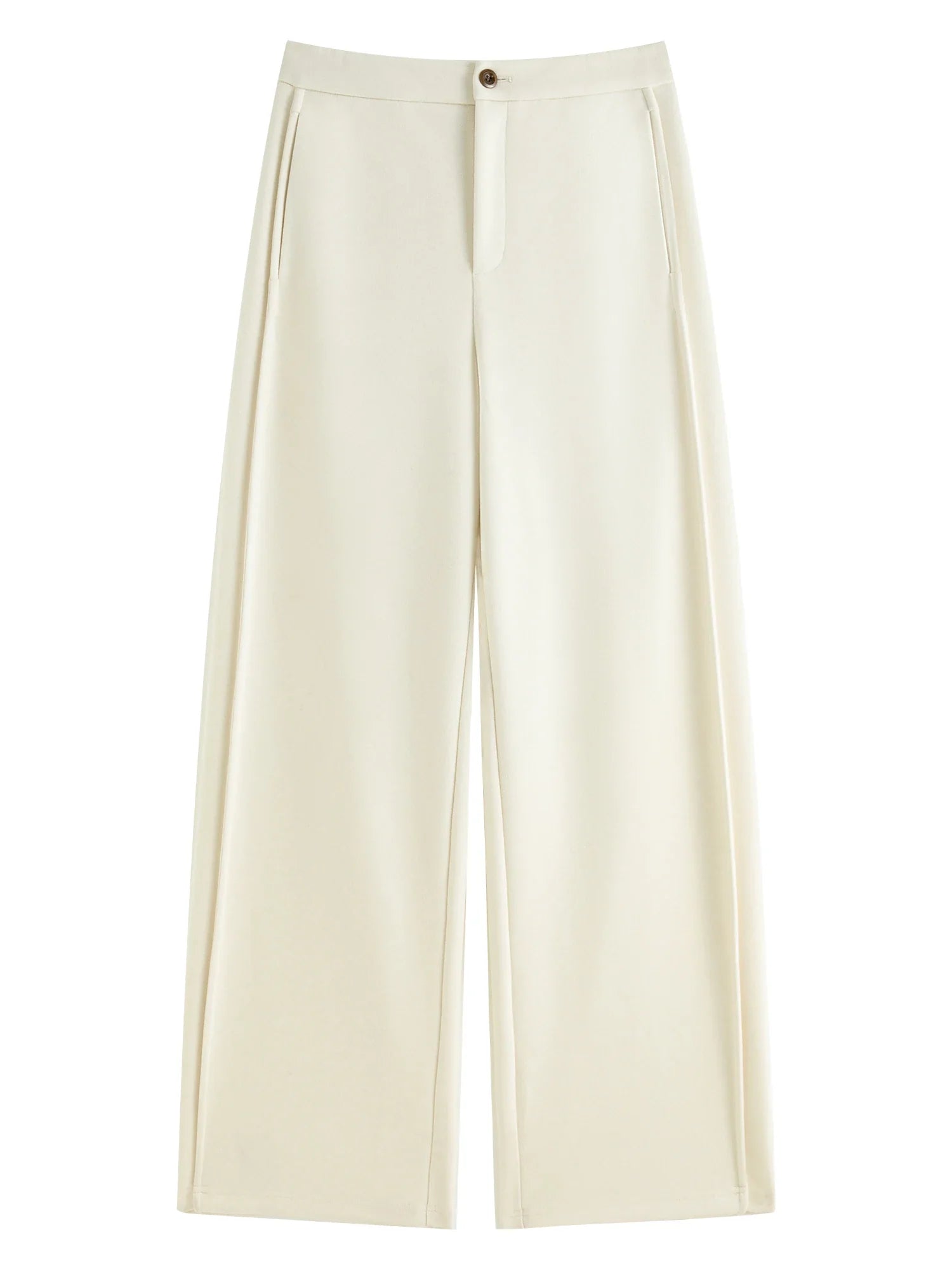 Women Winter Long Trouser Thick Straight Commuter Beige All-Match Pants