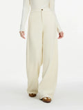 Women Winter Long Trouser Thick Straight Commuter Beige All-Match Pants - XS