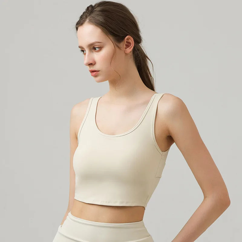 Women Yoga Butterfly Beautiful Back Elastic Breathable Tank Top - ivory white / XL