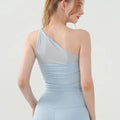 Women Yoga Mesh Single Shoulder Straps With Chest Pad Tank Top