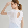 Women Yoga Short Sleeve Light Thin Back Hollow Out Breathable Loose Blouse