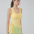 Women Yoga Solid Color Side Slit Bandage Tank Top