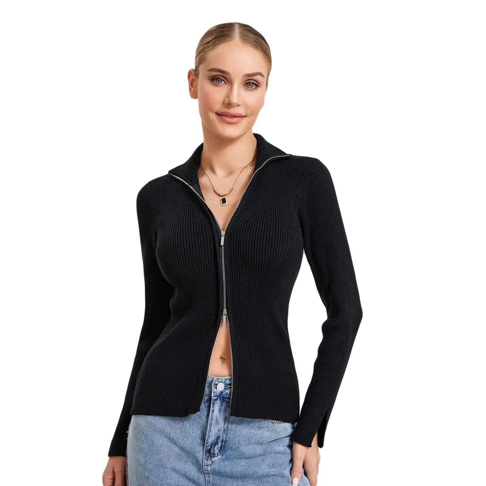 Women Zip Up Sweater