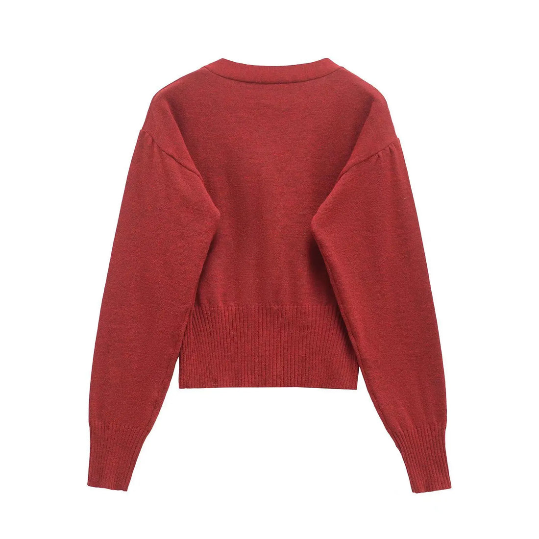 Women’s 3d Flowers Slim Fit Cropped Cardigan V-neck Long Sleeve - Red coat / L