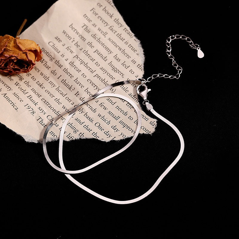 Women’s 925 Sterling Silver Snake Bone Necklace - White Gold Color 45cm - electronic accessories