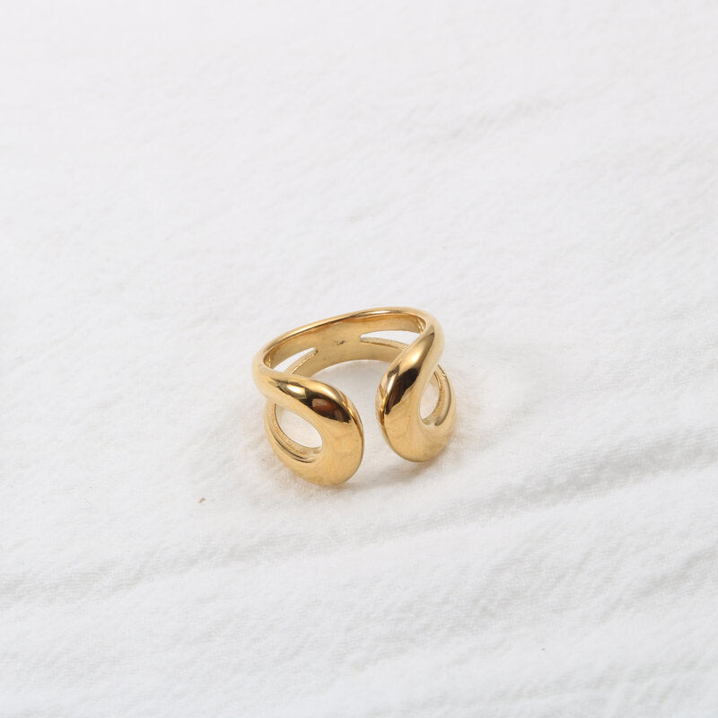 Women’s Adjustable Alloy Geometric Hollow Ring - Gold - electronic accessories