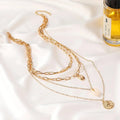 Women’s All-match Simple Shell Pendant Hollow Portrait Multi-layer Necklace - electronic accessories