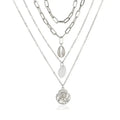 Women’s All-match Simple Shell Pendant Hollow Portrait Multi-layer Necklace - Silver - electronic accessories