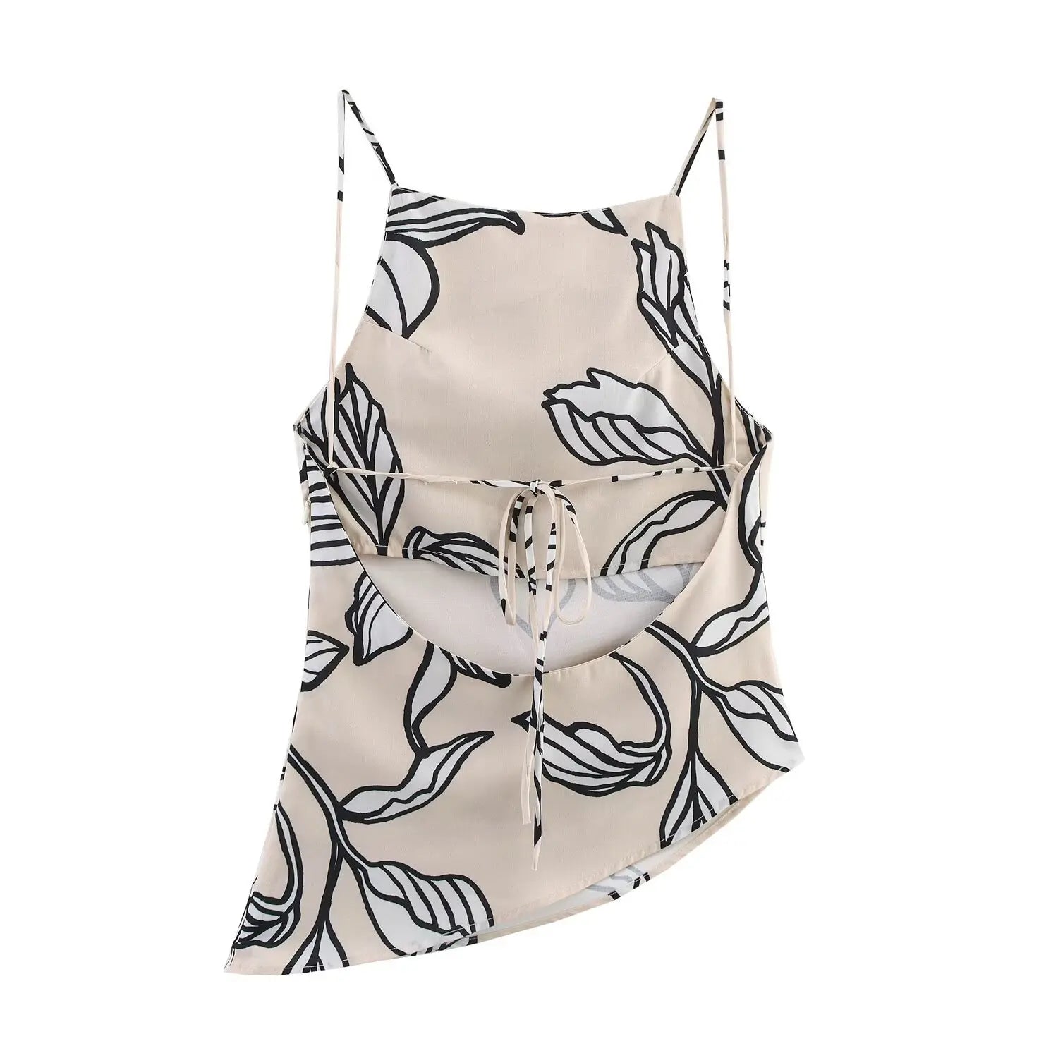 Women’s Asymmetric Printed Camisole Top Backless