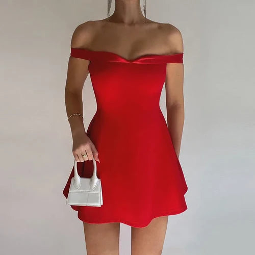 Women’s Backless Sleeveless Mini Dress Bandeau - S / Red B - Other
