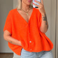 Women’s Basic Loose Fit Short Sleeve Knitwear Cardigan