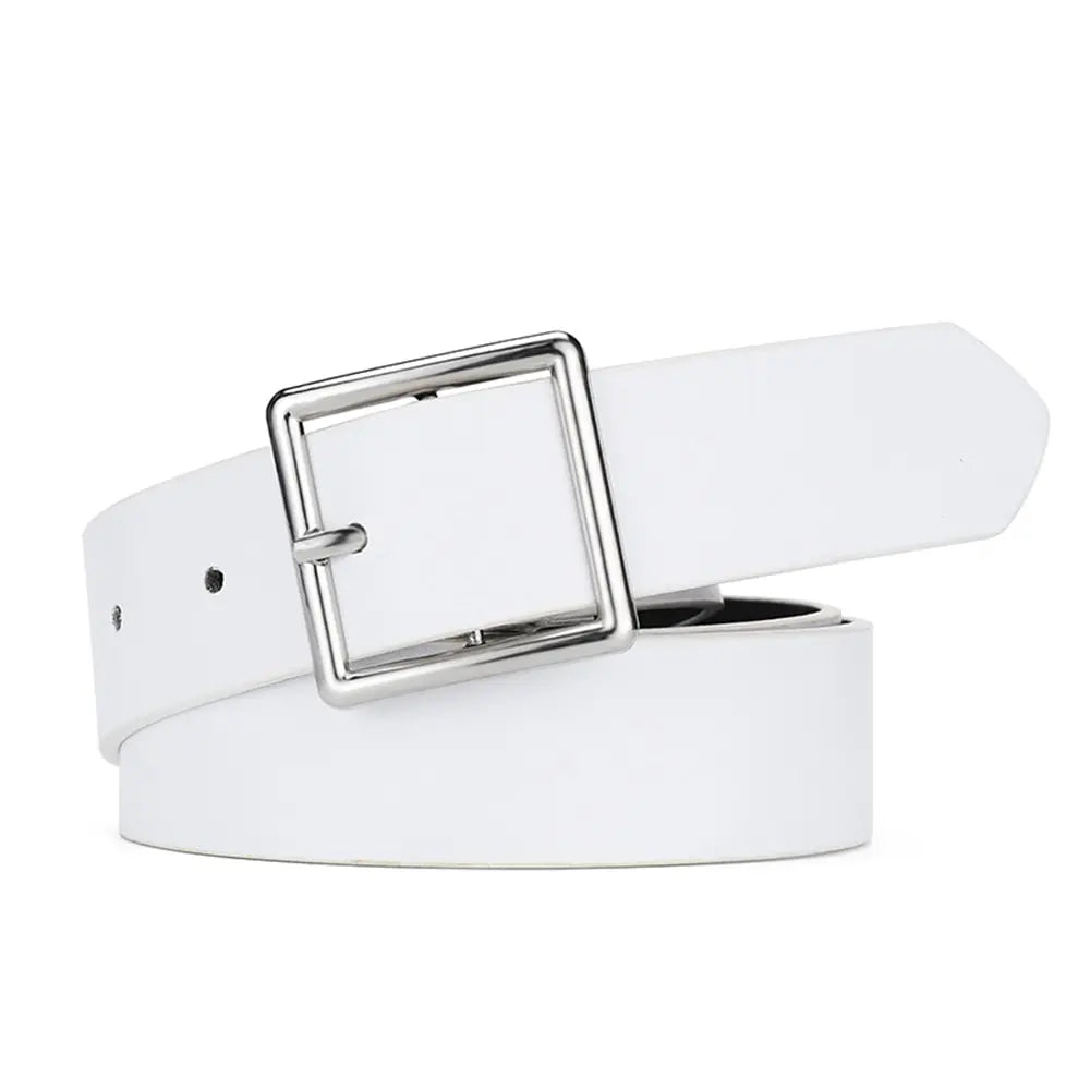Women’S Belt Soft Pu Leather - White / 105cm