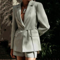 Women’s Blazer Spring Summer Belt Lapel Coat for Women
