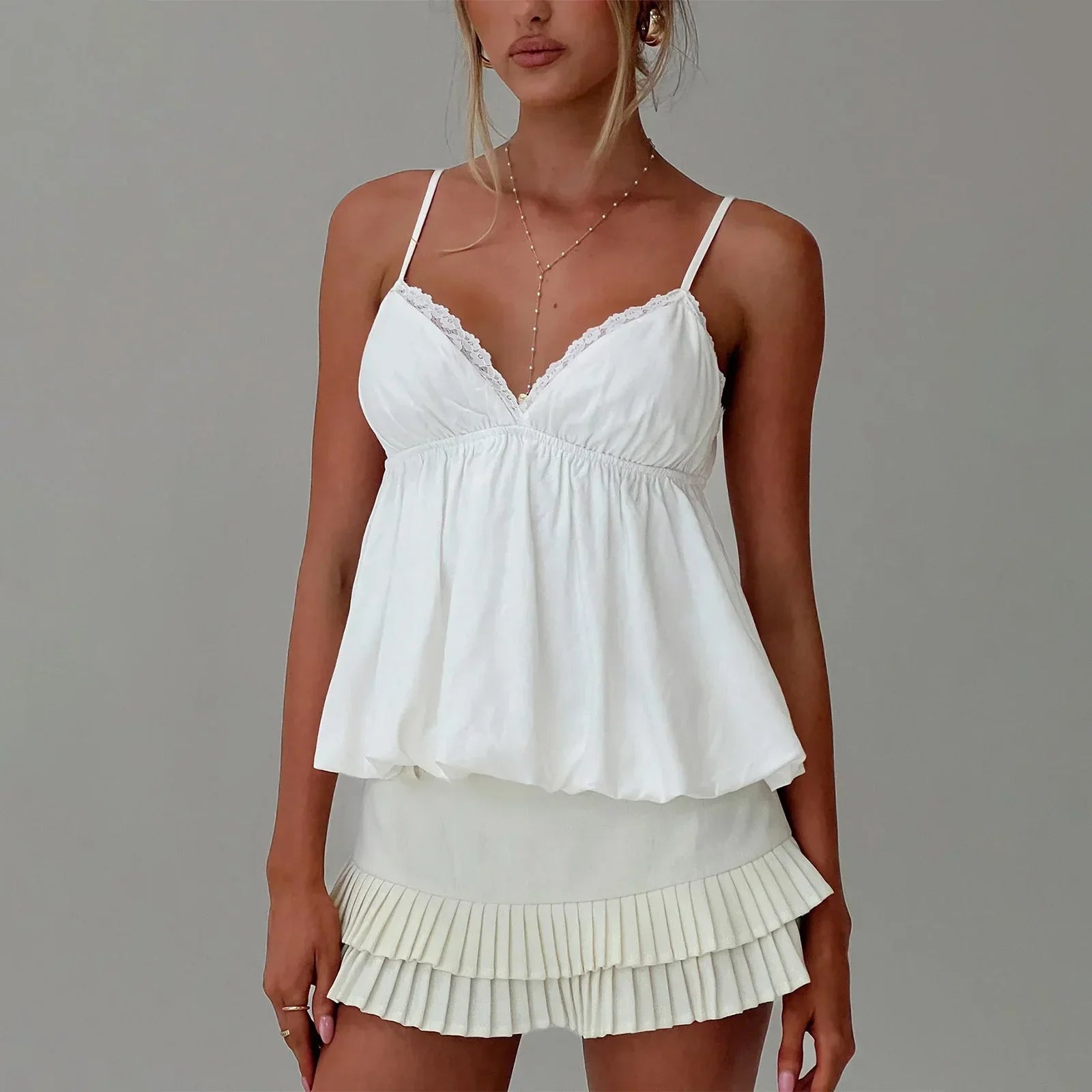 Women’s Camisoles Adjustable Thin Spaghetti Straps Lace Trim Tank Top